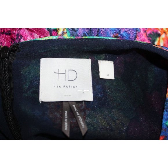 HD In Paris Womens Multicolor Floral 3/4 Sleeve Shift Dress Pockets XS - Picture 7 of 7